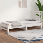 Homgoday Dormeuse pikendatav valge 2 x (90 x 190) cm m&auml;nnipuidust diivanvoodi elutoa diivanid v&auml;ljas aiam&ouml;&ouml;bel