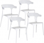 Baroni Home Set mit 4 St&uuml;hlen aus wei&szlig;em Kunststoff, stapelbar, ohne Montage, leicht zu reinigen, mit rutschfesten Gummif&uuml;&szlig;en, f&uuml;r K&uuml;che, Wohnzimmer, Esszimmer, 46 x 50 x 80 cm (feine runde).