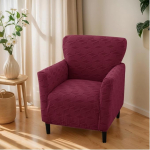 OKYUK Bankettitooli kate tr&uuml;kitud k&auml;etugedega, 1 t&uuml;kk, Stretch toolikatted elutuppa, libisemiskindel pehme tugitool Slipcover, lapses&otilde;bralik, lemmikloomadele sobiv (veinipunane kontroll)