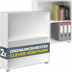Casaria raamaturiiul 77 x 60 x 28 cm 2 x valge puit 2 kambrit p&otilde;randal reguleeritav k&otilde;rgus kallutatav kaitse raamatud kontor elutuba seisev riiul