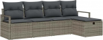 Rantry 5-teiliges Garten Sofa Set mit Kissen Grau Poly Rattan, 2-Sitzer Garten Sofa mit Kissen Grau Poly Rattan Gartenlounge Model3359158