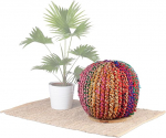 Pouf-tool, 2 in 1, k&uuml;ljelaud ja tool, &uuml;mmargune, mangopuit, kootud disain, K x S x S 40 x 40 x 40 cm, mitmev&auml;rviline.