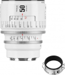 7artisans 50mm T2.1 Infinte Series Professional Manual Full Frame Cine Lens Compatible with EF Bayonet for Photography and Film Production - White