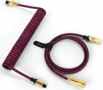 MAMBASNAKE C03 Spiraalne USB C kaabel m&auml;nguklaviatuurile, Starlight punutud klaviatuuri kaabel, C-t&uuml;&uuml;pi USB A, punutud kaabel USB C, spiraalne klaviatuurikaabel t&uuml;&uuml;p C, 24K Gold Aviation Connector - roosa punane