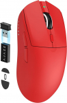 AJAZZ AJ139 Pro X Superlight juhtmeta m&auml;nguhiir, &uuml;likerge (59g), Pixart PAW3395 optiline sensor, 26000 DPI, 2.4GHz/USB C juhtmega, 6 programmeeritavat nuppu, 200 tundi kestev aku, PC/Mac jaoks - punane