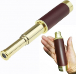 LU2000 25X30 Retro Pirate Telescopic Mini Monocular Telescope Brass Metal Mono Spy Spotting Scope With Carrying Leather Case