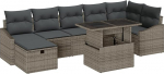 Rantry 8-teiliges Garten Sofa Set mit Kissen Grau Poly Rattan Gartenlounge Model3359846