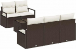 Rantry 6-teiliges Garten Sofa Set mit Kissen Braun Poly Rattan Gartenlounge Model3354927