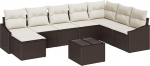 Rantry 8-teiliges Garten Sofa Set mit Kissen Grau Poly Rattan Gartenlounge Model3346848