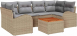 Rantry 7-teiliges Garten Sofa Set mit Kissen Beige Poly Rattan Akazie Gartenlounge Model3347532