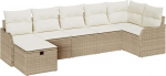 Rantry 7-teiliges Garten Sofa Set mit Kissen Beige Poly Rattan, 2-Sitzer Garten Sofa mit Kissen Beige Poly Rattan Gartenlounge Model3359000