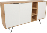 Dmora Ashlesha sahtlikapp, elutoa buffet, elutoa k&uuml;ljepaneel, kaasaegne k&ouml;&ouml;gikapp, 142 x 36 x 83 cm, tamm ja valge