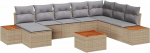 Rantry 9-teiliges Garten Sofa Set mit Kissen Beige Poly Rattan Akazie Gartenlounge Model3348151