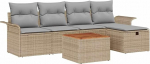 6-teiliges Garten Sofa Set mit Kissen Beige Poly-Rattan Gartenlounge Model3359448