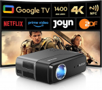 4K projektor Google TV Ultra HD Smart Projector 4K kodukino HDMI ARC HDR10+ Netflix litsentsitud LED videoprojektor NFC Dolby Audio Autofookusega Bluetooth 5.4 v&auml;litingimustesse magamistuppa