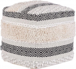 Pouf Cream White 50 x 50 cm Boho Cotton Retro Decorative Elements Kanam