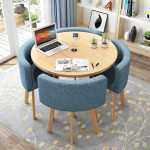 Modern Round Dining Table Set with 4 Chairs - 31.5 Inch Small Office Conference Room Furniture Stylish Kitchen & Living Room Lounge D&eacute;cor Compact Dining Solution