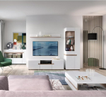 Lomadox Modern Home Furniture Set (5 Pieces), White High Gloss with Truffle Oak Nb