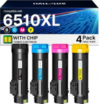 HALLOLUX 6510 6515 Toner Compatible with Xerox Phaser 6510XL 6515XL Toner Cartridge for Xerox WorkCentre 6510N 6510DN 6510DN 6510DNI 6515N 6515DN 6515DN 6515DNI Printer (Pack of 4, 1 must, 1 cyan, 1 kollane, 1 kollane, 1 punane)