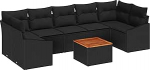 Garten Diivan komplekt 8 osa Schwarz Rattan und Holz Garten Diivan komplekt Gartenlounge Model3347800