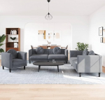 3-TLG. Sofagarnitur mit Kissen Diivan Wohnzimmer Sitzgruppe Wohnzimmer Sofa Set Sofas F&uuml;R Wohnzimmer Dunkelgrau Samt - 3209248