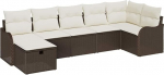 vidaXL Diivan Set mit Kissen mit Speicher Braun und Creme Poly-Rattan, Garten & Terrasse, modernes modulares Outdoor-Sofa, leichtes UV-best&auml;ndiges M&ouml;bilar, Set mit Stauraum