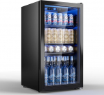 TRIUMPHKEY 95L minik&uuml;lmik klaasist esik&uuml;ljega (klaasuksega), kompaktne joogik&uuml;lmik kuni 128 purgile, reguleeritavate riiulitega &otilde;lle, veinile, soodale, ideaalne kodumajapidamisse, baari, kontorisse, koju