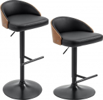 HOMCOM 2 baaritooli komplekt jalatoega P&ouml;&ouml;rlevad baaritoolid Baaritoolid Reguleeritava k&otilde;rgusega p&ouml;&ouml;rlevad toolid K&ouml;&ouml;gitoolid Kunstnahast puidust must + kohv 48 x 49,5 x 76-96 cm