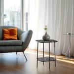 Wohnando Ares k&uuml;ljelaud must 45 x 45 x 55 cm, tumedast marmorist vineer, 2 tasandiga &ouml;&ouml;kapp, elutuppa, t&ouml;&ouml;tuppa, v&auml;ikestesse ruumidesse, kaasaegne, must marmorist v&auml;limus, must raam