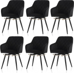 TUKAILAI S&ouml;&ouml;gitoa toolid P&ouml;&ouml;rlev komplekt 6 sametist p&ouml;&ouml;rlevat tooli s&ouml;&ouml;gituba koos k&auml;etugedega Pehmendusega k&ouml;&ouml;gitool Pehmendusega tool k&auml;etoega tool s&ouml;&ouml;gitoa elutuppa kontorisse mustaks