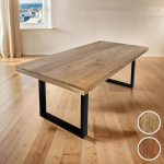 SAM Rio s&ouml;&ouml;gilaud 280 x 100 cm naturaalset v&auml;rvi akaatsiapuidust tahke metallist U-raamiga must sirged servad