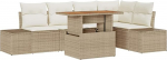 Rantry 6-teiliges Garten Sofa Set mit Kissen Beige Poly Rattan Gartenlounge Model3358703