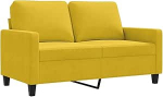 vidaXL diivan 2-kohaline, Lounge diivan diivan koos k&auml;etugede seljapatjadega, elutoa diivan disain diivan metallist raamiga, istumis m&ouml;&ouml;bel kahe istekohaga, kollane sametne