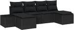 6-teiliges Garten-Sofa-Set mit Kissen Schwarz Poly-Rattan Gartenlounge Model3355842
