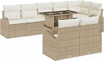 9-teiliges Garten Sofa Set mit Kissen Beige Poly Rattan Gartenlounge Model3348667