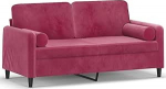3200885 2-kohaline diivan dekoratiivpadjaga veinipunane samet 140 cm