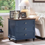 24-tolline lai Country House &ouml;&ouml;kapp, suur k&uuml;ljelaud 3 sahtliga ja metallist k&auml;epidemega, puidust kapp magamistoas, sinine voodikapi sahtli kapp, &ouml;&ouml;kappide laudad elamiseks