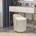 Napa nahast garderoobitool, &uuml;mmargune garderoobitool, 360&deg; p&ouml;&ouml;ratav, polsterdatud meigitool seljatoega, tooli garderoobilaud, kaasaegne multifunktsionaalne kuldne detail, elutuppa, magamistuppa (beež)