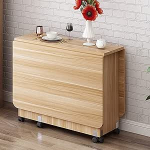 Klappbarer K&uuml;chen-Esstisch, rechteckiger Holztisch mit 6 Rollen, platzsparend, skalierbares Design, runde Kante, perfekt f&uuml;r kleine R&auml;ume (1,4 m) - ideal f&uuml;r gem&uuml;tliche Mahlzeiten