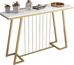 Generisch Moderner Marmor-Eingangstisch mit Stauraum - Stilvoller Konsolentisch, Eisengestell, geradliniges Design f&uuml;r Wohnzimmer, Flur, Eingangsbereich (Wei&szlig;, 100 x 30 x 80 cm)