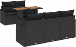 Rantry 6-teiliges Garten Sofa Set mit Kissen Schwarz Poly Rattan Gartenlounge Model3358137