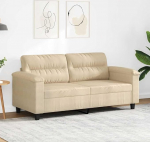 2-kohaline mikrokiust diivan, kreemikas, 170 cm lai, kaasaegne diivanvoodi v&auml;ikestesse ruumidesse, vastupidav metallraam, polsterdatud diivan elutuppa ja kontorisse