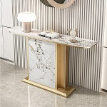 Moodne kitsas konsoollaud, valmistatud kiviplaatidest ja metallist, k&uuml;ljeplaat, esikusse, k&otilde;rvallaud, kitsas riiulitega sissep&auml;&auml;suks, elutuppa ja esikusse (80 x 30 x 30 cm / 31 x 12 x 31 tolli)