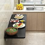 Schwarzer, an der Wand montierter, zusammenklappbarer Klapptisch mit Regalen, h&auml;ngender Computertisch f&uuml;r das Home Office, B&uuml;cherregal aus Holz, Lernen, 43 x 12 Zoll