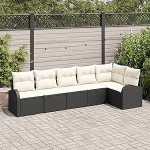 6-teiliges Garten Diivan Set mit Kissen Schwarz Poly Rattan Gartenlounge Model3346057