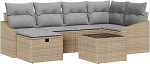 7-teiliges Gartensofa-Set mit Kissen in Beige aus Poly-Rattan Gartenlounge Model3360621