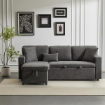 Wiuzo nurgas diivanvoodi nurgas diivanvoodi L-kujuline pikendatav voodikast ja integreeritud riiul, tumehall