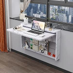 Moderner Wand-Klapptisch mit Ablagefach, platzsparend, schwebender Schreibtisch mit Marmor-Textur, f&uuml;r Arbeitszimmer, Schlafzimmer und B&uuml;ro