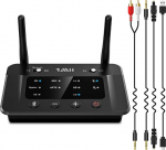 1Mii B03 Bluetooth 5.3 Transmitter Receiver for TV, aptX HD Low Latency Wireless Audio Adapter for 2 Headphones Stereo System, Long Range, Digital Optical, AUX, RCA