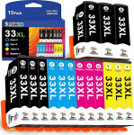 Palmtree &uuml;hilduvad printerikassetid Epson 33XL 33 XL tindikassettide asendus Epson Expression Premium XP-540 XP-530 XP-830 XP-7100 XP-900 XP-640 XP-630 XP-635 XP-645 jaoks (15 tk).